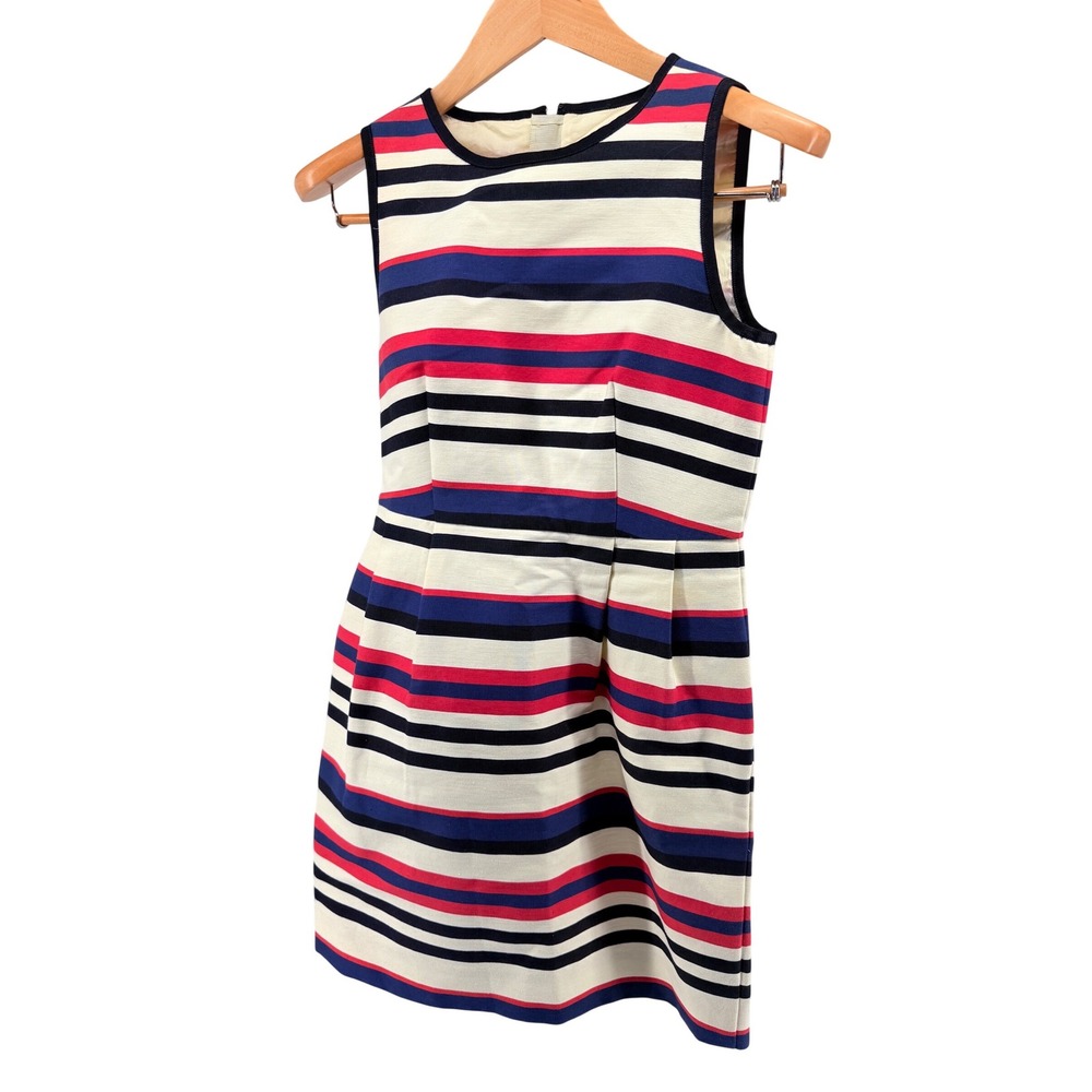 J.Crew Womens Sleeveless Striped Sheath‎ Dress Navy Blue Red Cream Mini